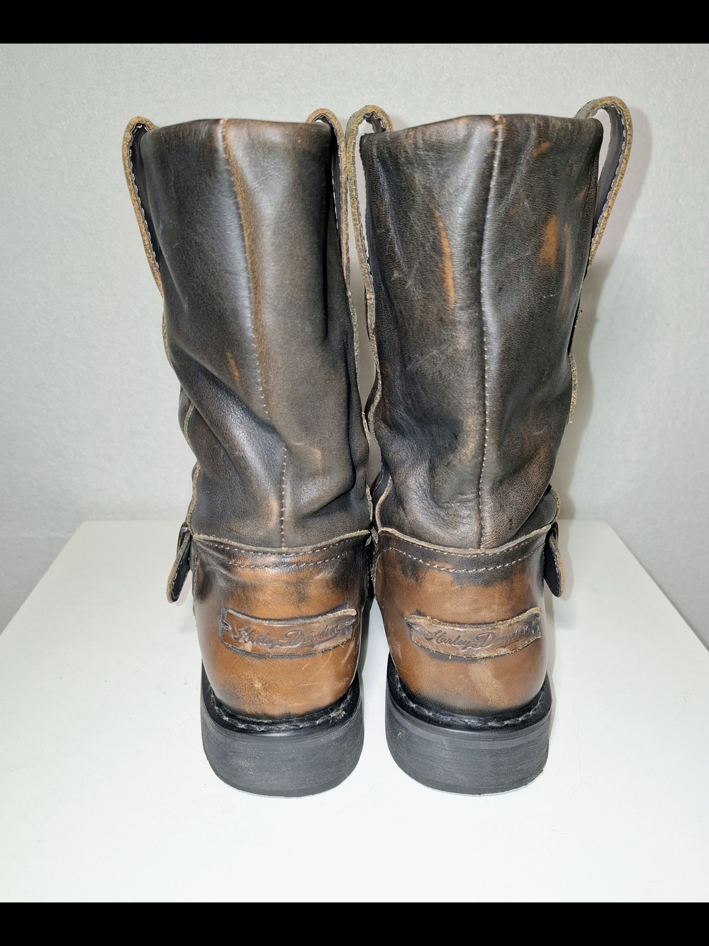 Harley-Davidson Brown and Black Leather Harness Boots - Picture 4 of 11